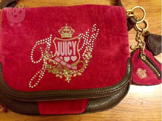 PoulaTo: τσαντα ωμου Juicy Couture Βελουτέ φουξια ολοκαινουργια